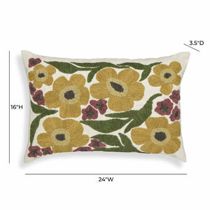 TOV Furniture Blossom 24"X16" Embroidered Daisy Wool Throw Pillow - Cozy, Playful Accent for Home Décor Style TOV-C18739