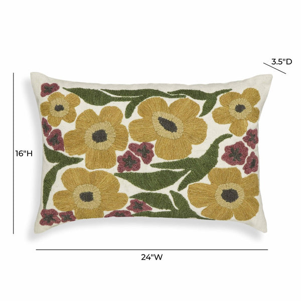 TOV Furniture Blossom 24"X16" Embroidered Daisy Wool Throw Pillow - Cozy, Playful Accent for Home Décor Style TOV-C18739
