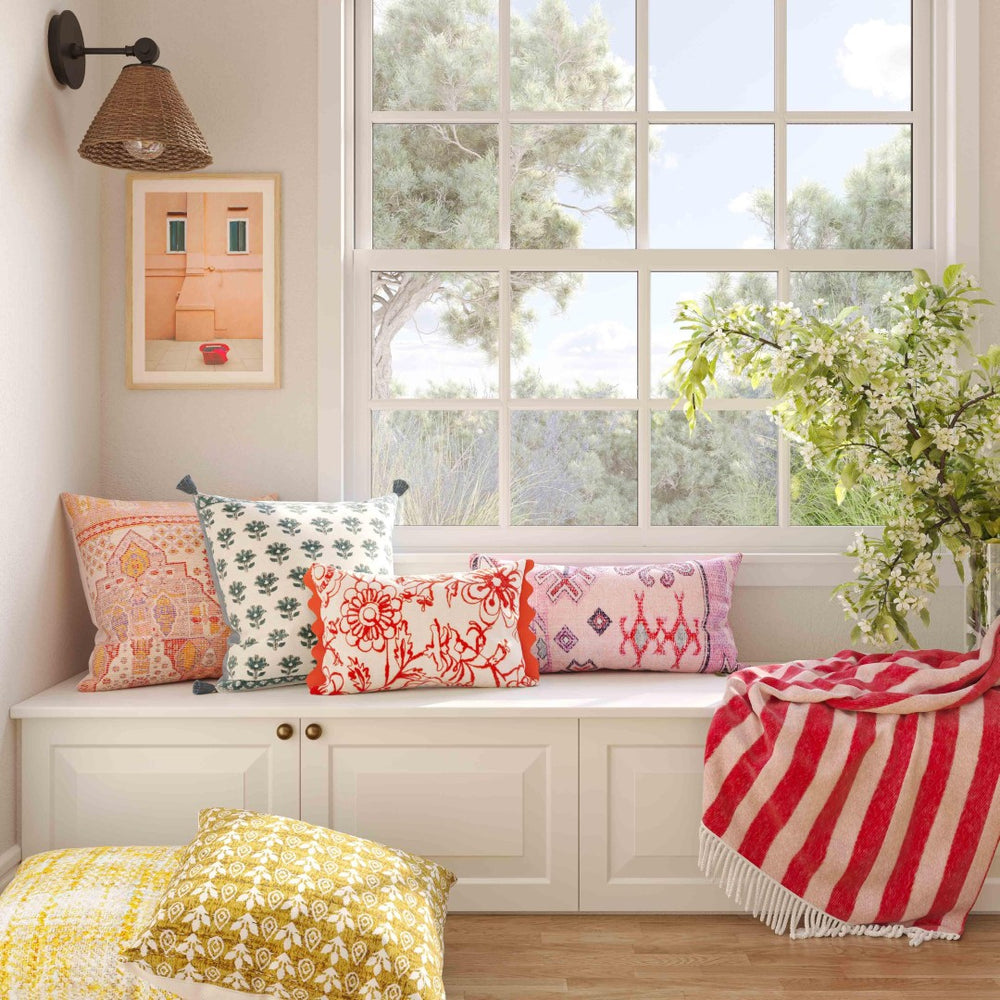 TOV Furniture Portia 20"x12" Handcrafted Embroidered Cotton Flex Throw Pillow Cover for Vibrant Home Décor Orange / With Insert TOV-C18740