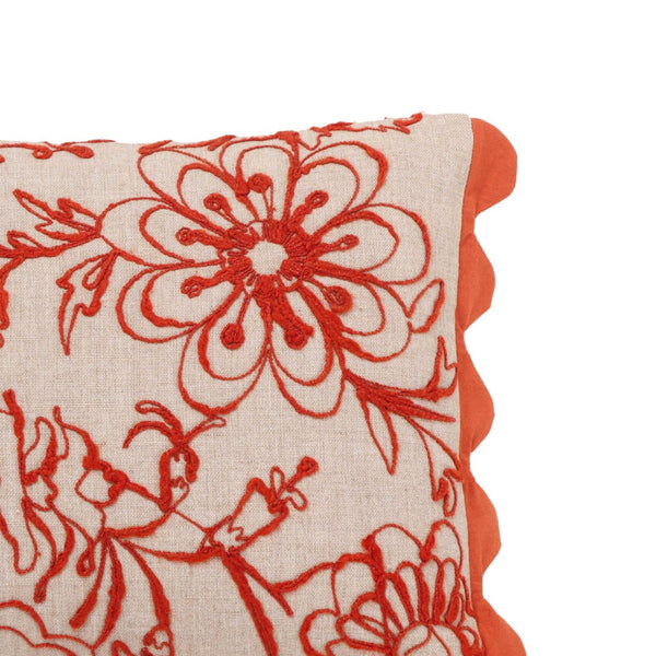 TOV Furniture Portia 20"x12" Handcrafted Embroidered Cotton Flex Throw Pillow Cover for Vibrant Home Décor Orange / With Insert TOV-C18740