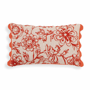 TOV Furniture Portia 20"x12" Handcrafted Embroidered Cotton Flex Throw Pillow Cover for Vibrant Home Décor Orange / With Insert TOV-C18740