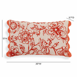 TOV Furniture Portia 20"x12" Handcrafted Embroidered Cotton Flex Throw Pillow Cover for Vibrant Home Décor Orange / With Insert TOV-C18740