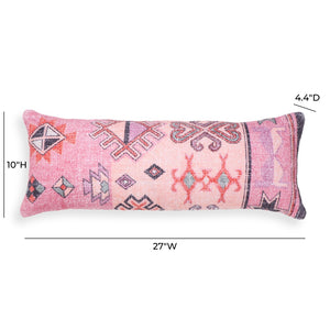 TOV Furniture Persia 27" Pink Cotton Bolster Pillow - Vibrant Handcrafted Accent for Sofas, Beds & Cozy Nooks TOV-C18742