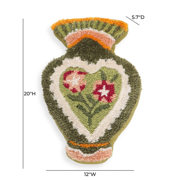 TOV Furniture Amphorae Hand-Tufted 12"X20" Throw Pillow - Artisanal Charm, Cozy Texture, Perfect Home Accent! Green TOV-C18744