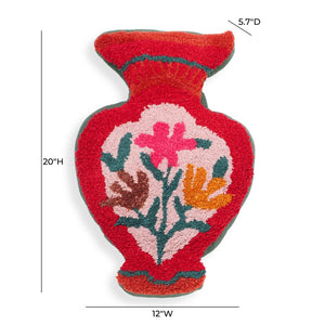 TOV Furniture Amphorae Hand-Tufted 12"X20" Throw Pillow - Artisanal Charm, Cozy Texture, Perfect Home Accent! Red TOV-C18745