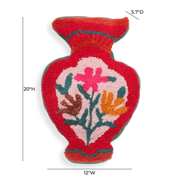 TOV Furniture Amphorae Hand-Tufted 12"X20" Throw Pillow - Artisanal Charm, Cozy Texture, Perfect Home Accent! Red TOV-C18745