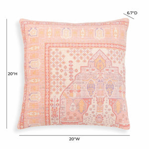 TOV Furniture Persia 20" Artistic Pink Throw Pillow Cover - Handcrafted, Vibrant Motifs for Modern Decor With Insert TOV-C18746