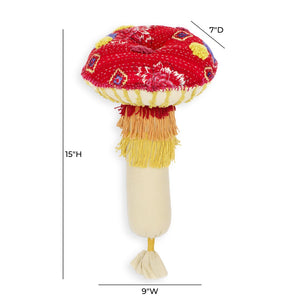 TOV Furniture Mushroom Hand-Sewn Throw Pillow – Whimsical Tribal Design for Eclectic Home Decor, 9"x15" TOV-C18747