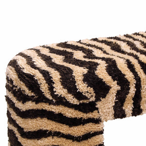 TOV Furniture Zebra 39" Brown Striped Tufted Bench - Stylish Acacia Frame, Soft Texture, Perfect for Any Room Decor! TOV-C18748