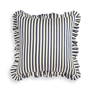 TOV Furniture Alessia 20" Handmade Striped Ruffle Throw Pillow Cover for Stylish Home Decor & Comfort Navy / With Insert TOV-C18749