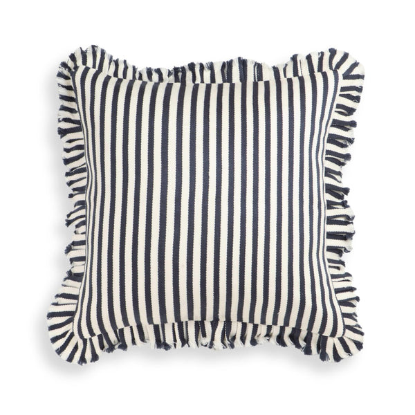 TOV Furniture Alessia 20" Handmade Striped Ruffle Throw Pillow Cover for Stylish Home Decor & Comfort Navy / With Insert TOV-C18749