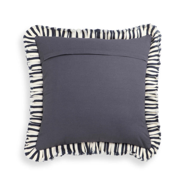 TOV Furniture Alessia 20" Handmade Striped Ruffle Throw Pillow Cover for Stylish Home Decor & Comfort Navy / With Insert TOV-C18749