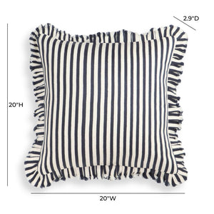 TOV Furniture Alessia 20" Handmade Striped Ruffle Throw Pillow Cover for Stylish Home Decor & Comfort Navy / With Insert TOV-C18749