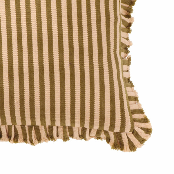 TOV Furniture Alessia 20" Handmade Striped Ruffle Throw Pillow Cover for Stylish Home Decor & Comfort Taupe / With Insert TOV-C18750