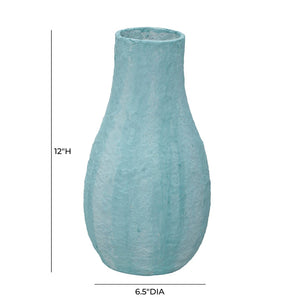 TOV Furniture Cotton Mache Vase in Cloudy Blue - Handmade Eco-Friendly Accent for Fresh Blooms & Unique Decor TOV-C18751