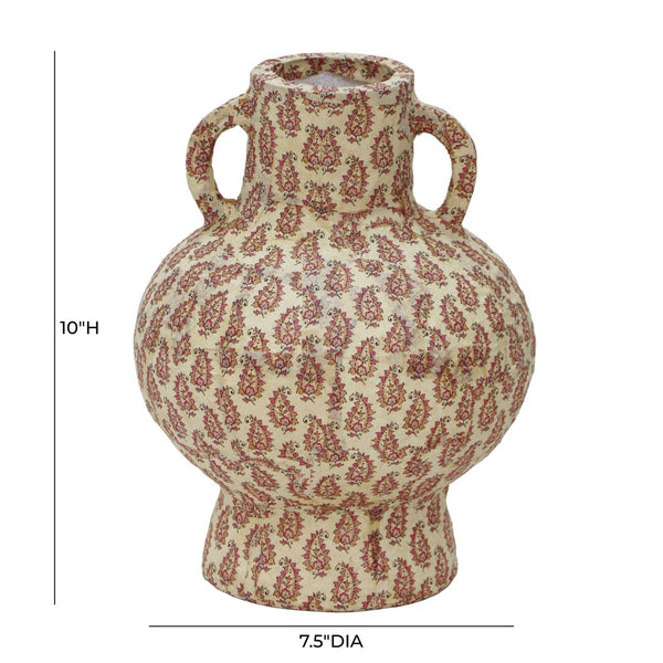 TOV Furniture Cotton Peach Paisley Vase – Handcrafted Eco-Friendly Decor for Fresh Flowers & Unique Home Accent TOV-C18754