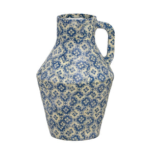 TOV Furniture Cotton Mache Vase - Handmade Lisbon Tile Design, Watertight for Fresh Flowers, Eco-Friendly Decor TOV-C18755