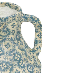 TOV Furniture Cotton Mache Vase - Handmade Lisbon Tile Design, Watertight for Fresh Flowers, Eco-Friendly Decor TOV-C18755