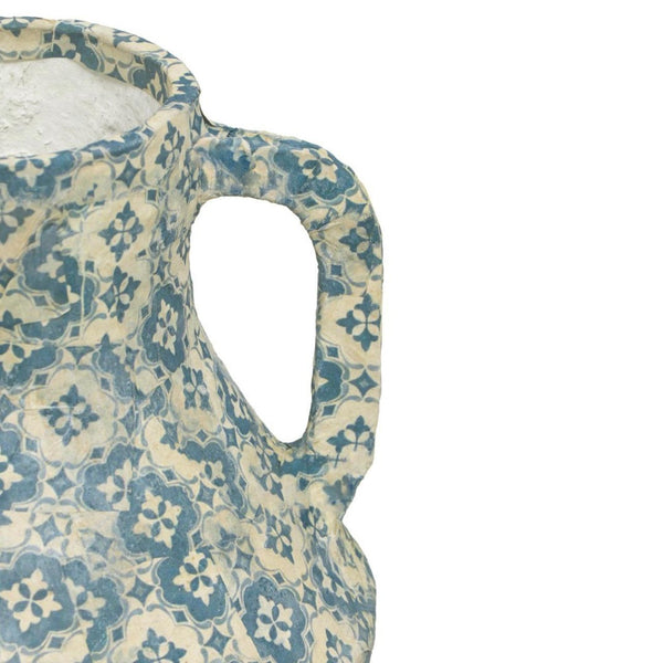 TOV Furniture Cotton Mache Vase - Handmade Lisbon Tile Design, Watertight for Fresh Flowers, Eco-Friendly Decor TOV-C18755