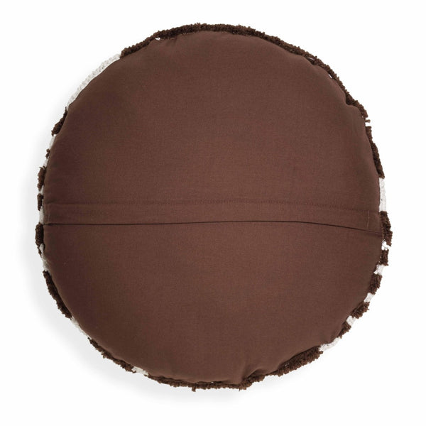 TOV Furniture Coast 20" Luxe Tufted Round Throw Pillow - Modern Coastal Charm for Stylish Home Décor and Comfort Chocolate Brown TOV-C18782