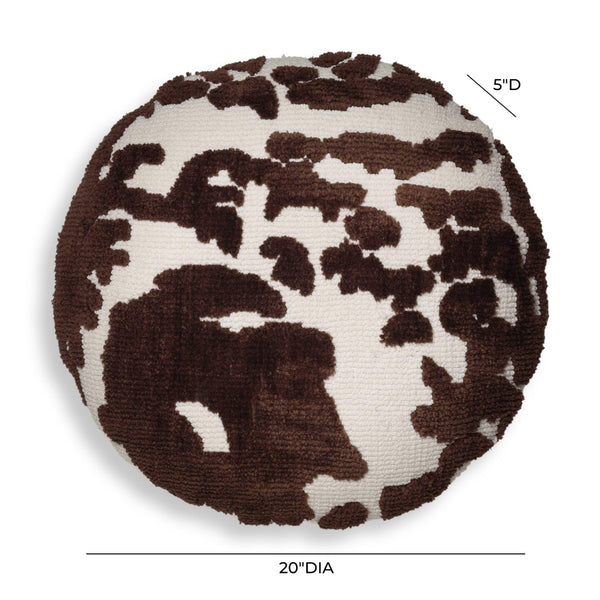 TOV Furniture Coast 20" Luxe Tufted Round Throw Pillow - Modern Coastal Charm for Stylish Home Décor and Comfort Chocolate Brown TOV-C18782