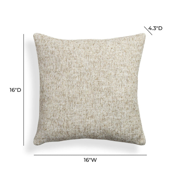 TOV Furniture Poh 16" Boucle Square Throw Pillow – Soft, Textured Accent for Cozy Living Spaces and Stylish Decor Washed Beige / With Insert TOV-C18801