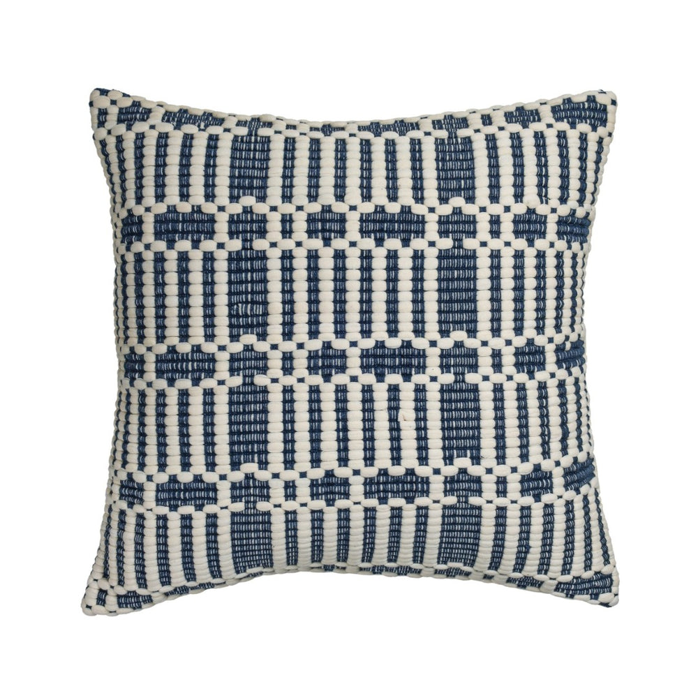 TOV Furniture Maresh Coastal-Inspired 20" Square Woven Cotton Throw Pillow for Effortless Home Styling & Comfort Ocean / With Insert TOV-C18845