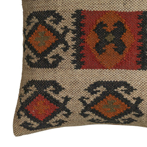 TOV Furniture Terra 20" Square Kilim Throw Pillow - Handcrafted Jute & Wool Accent for Cozy, Stylish Living Spaces Clay / With Insert TOV-C18848