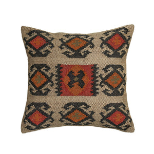 TOV Furniture Terra 20" Square Jute and Wool Kilim Throw Pillow for Artisanal Charm and Natural Warmth Clay / Pillow Cover Only TOV-C18848-COVER