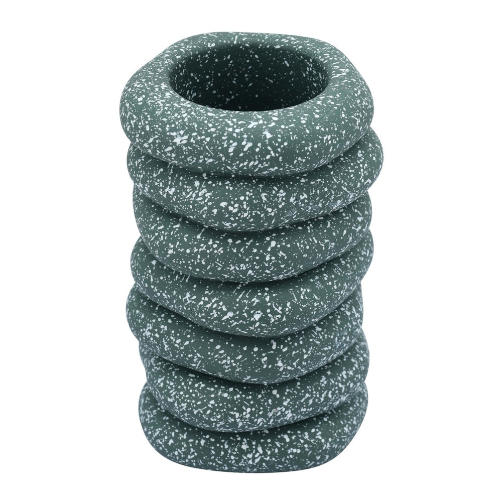 TOV Furniture Gabby Sculptural Cairn Vase - Artisanal Speckled Concrete Accent for Fresh Blooms & Decor Style Green TOV-C18866