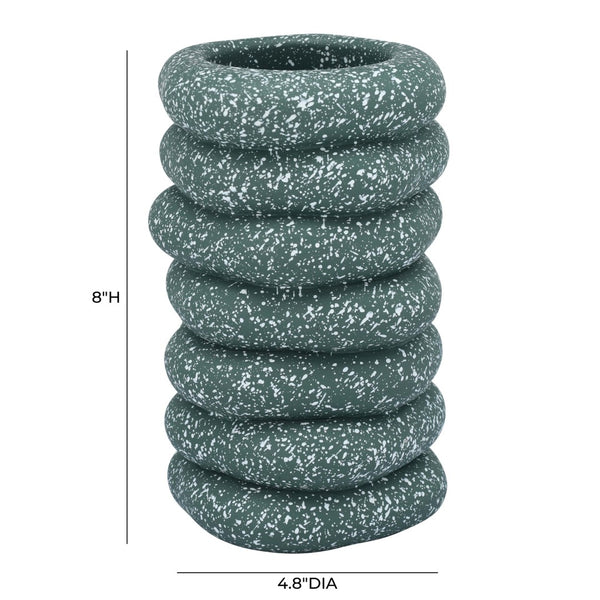 TOV Furniture Gabby Sculptural Cairn Vase - Artisanal Speckled Concrete Accent for Fresh Blooms & Decor Style Green TOV-C18866