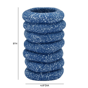 TOV Furniture Gabby Sculptural Cairn Vase - Artisanal Speckled Concrete Accent for Fresh Blooms & Decor Style Blue TOV-C18867