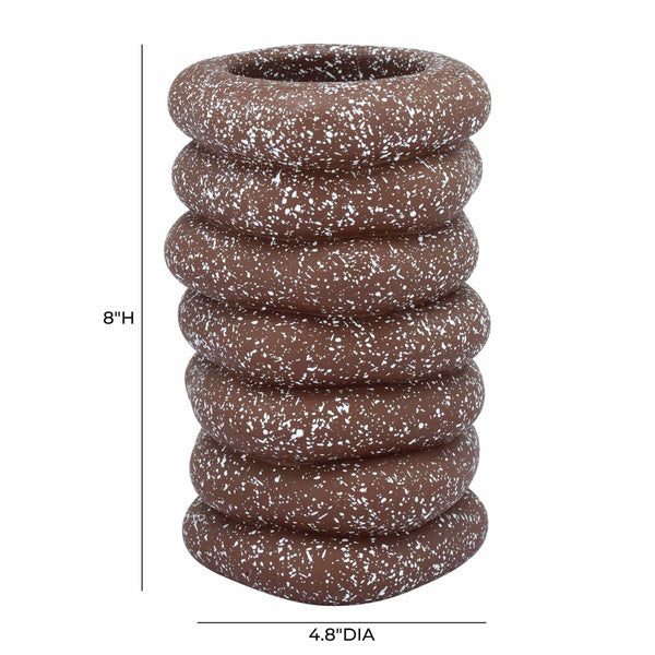 TOV Furniture Gabby Sculptural Cairn Vase - Artisanal Speckled Concrete Accent for Fresh Blooms & Decor Style Rust TOV-C18868