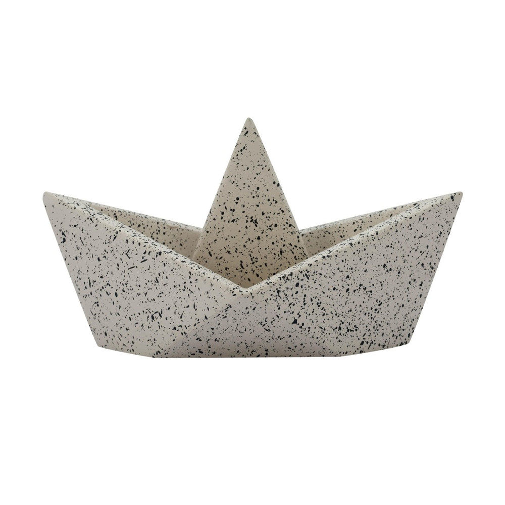 TOV Furniture Gabby Speckled Cream Sailboat Catchall - Whimsical Concrete Organizer for Keys, Jewelry & Decor TOV-C18869
