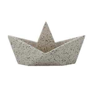 TOV Furniture Gabby Speckled Cream Sailboat Catchall - Whimsical Concrete Organizer for Keys, Jewelry & Decor TOV-C18869