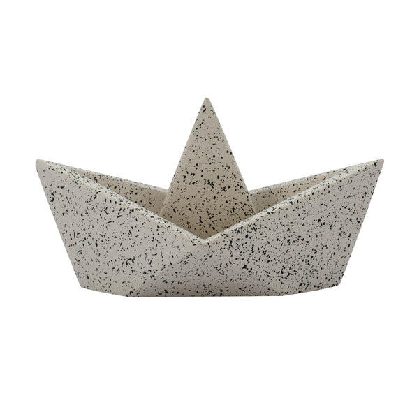 TOV Furniture Gabby Speckled Cream Sailboat Catchall - Whimsical Concrete Organizer for Keys, Jewelry & Decor TOV-C18869