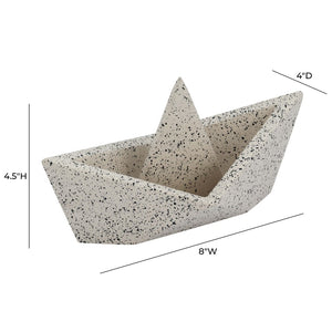 TOV Furniture Gabby Speckled Cream Sailboat Catchall - Whimsical Concrete Organizer for Keys, Jewelry & Decor TOV-C18869
