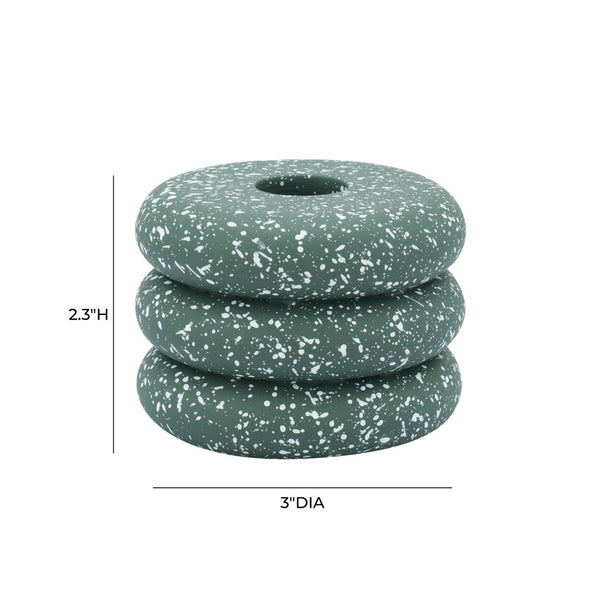 TOV Furniture Gabby Speckled Stacked Candleholder - Handmade Concrete Accent for Modern & Rustic Home Decor Green TOV-C18870