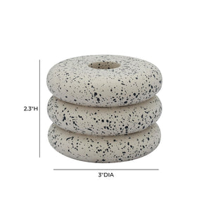 TOV Furniture Gabby Speckled Stacked Candleholder - Handmade Concrete Accent for Modern & Rustic Home Decor Cream TOV-C18872