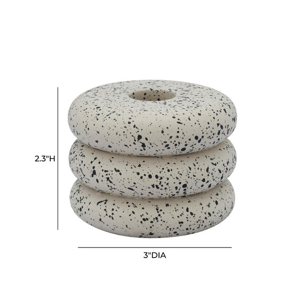 TOV Furniture Gabby Speckled Stacked Candleholder - Handmade Concrete Accent for Modern & Rustic Home Decor Cream TOV-C18872