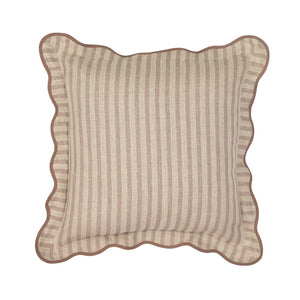 TOV Furniture Striped Linen Throw Pillow - Artisan-Made, Soft Cotton Blend with Scalloped Trim for Elegant Decor Rose Taupe / Pillow Cover Only TOV-C18888-COVER