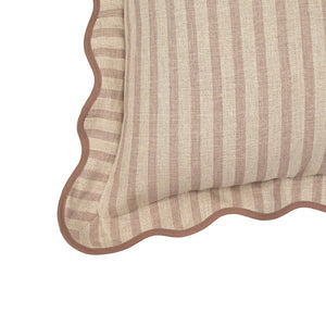TOV Furniture Striped Linen Throw Pillow - Artisan-Made, Soft Cotton Blend with Scalloped Trim for Elegant Decor Rose Taupe / Pillow Cover Only TOV-C18888-COVER