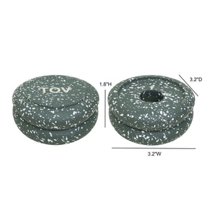 TOV Furniture Gabby Stacking Candle Holder Set - Sculptural Concrete Design for Modern and Rustic Home Decor Green TOV-C18946