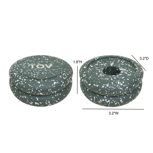 TOV Furniture Gabby Stacking Candle Holder Set - Sculptural Concrete Design for Modern and Rustic Home Decor Green TOV-C18946