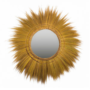 TOV Furniture Mettu 51" Handcrafted Natural Grass Round Wall Mirror - Unique Bohemian Accent for Any Room TOV-C21004