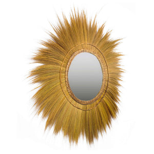 TOV Furniture Mettu 51" Handcrafted Natural Grass Round Wall Mirror - Unique Bohemian Accent for Any Room TOV-C21004
