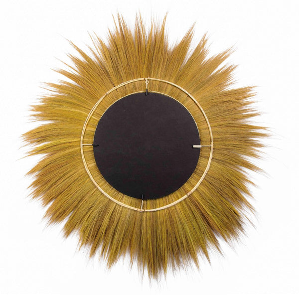 TOV Furniture Mettu 51" Handcrafted Natural Grass Round Wall Mirror - Unique Bohemian Accent for Any Room TOV-C21004