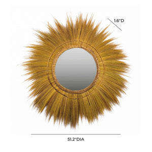 TOV Furniture Mettu 51" Handcrafted Natural Grass Round Wall Mirror - Unique Bohemian Accent for Any Room TOV-C21004