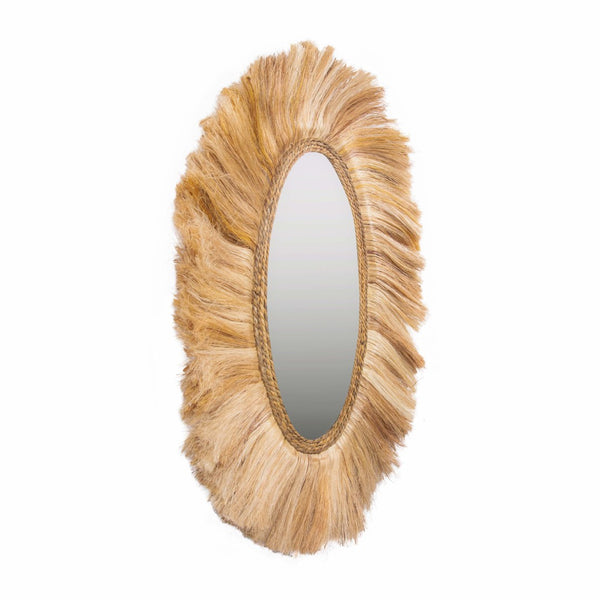 TOV Furniture Tribal 25.6"x35.4" Handcrafted Abaca Grass Oval Wall Mirror – Elegant Natural Décor for Any Space TOV-C21005