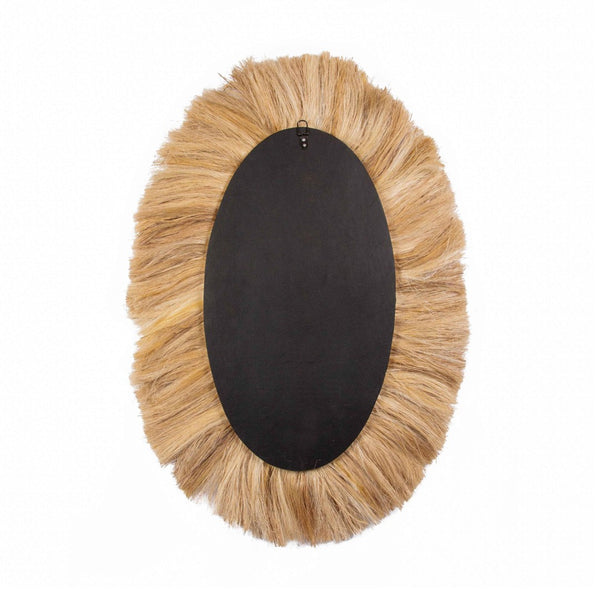 TOV Furniture Tribal 25.6"x35.4" Handcrafted Abaca Grass Oval Wall Mirror – Elegant Natural Décor for Any Space TOV-C21005